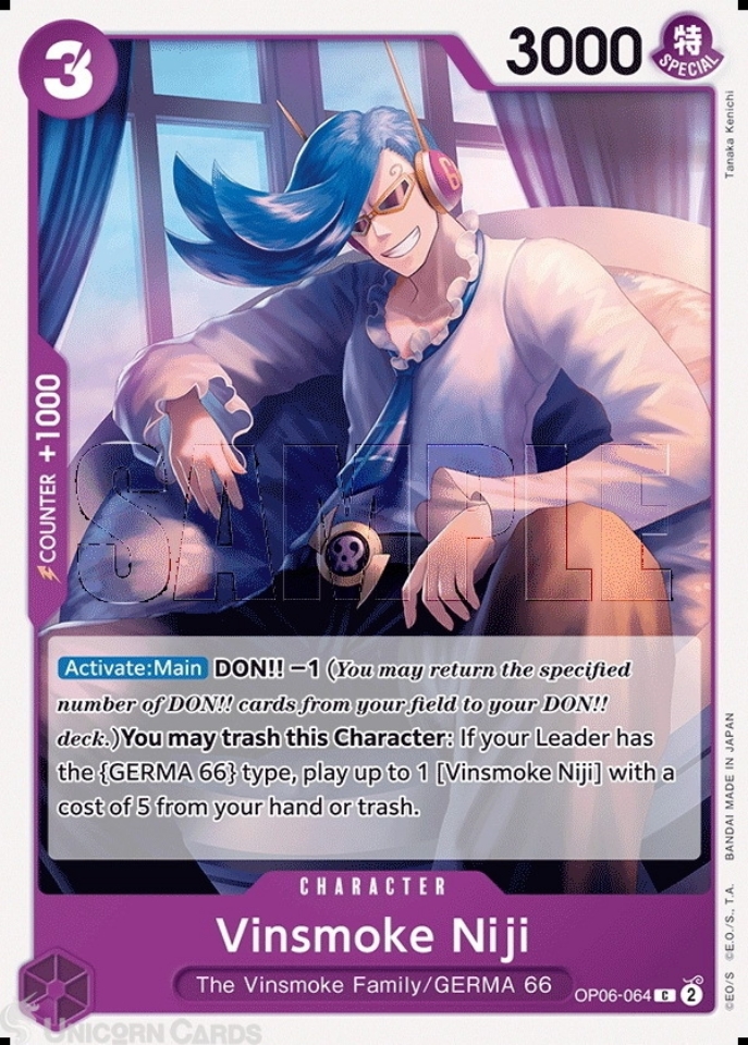 OP06-064 Vinsmoke Niji : Common One Piece English TCG Card : OP06