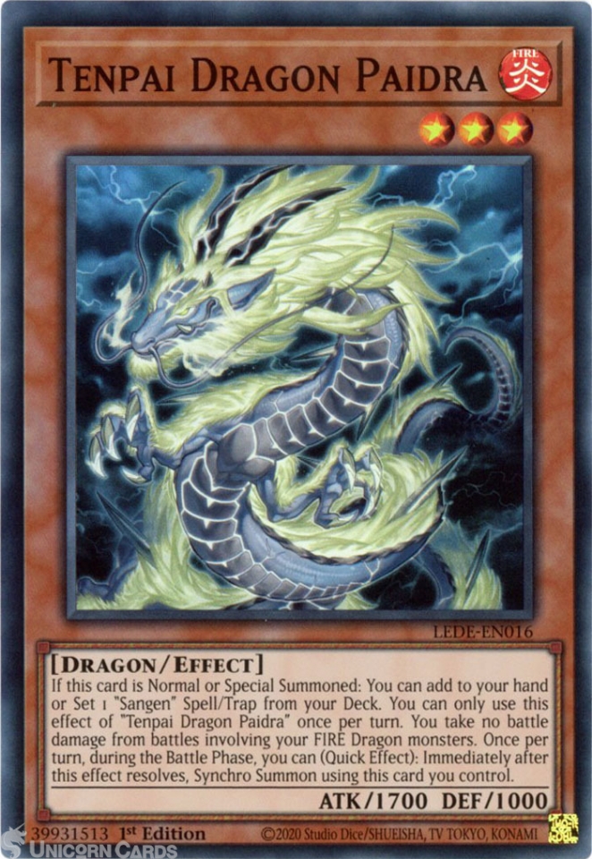 LEDE-EN016 Tenpai Dragon Paidra : Super Rare 1st Edition YuGiOh Card ...