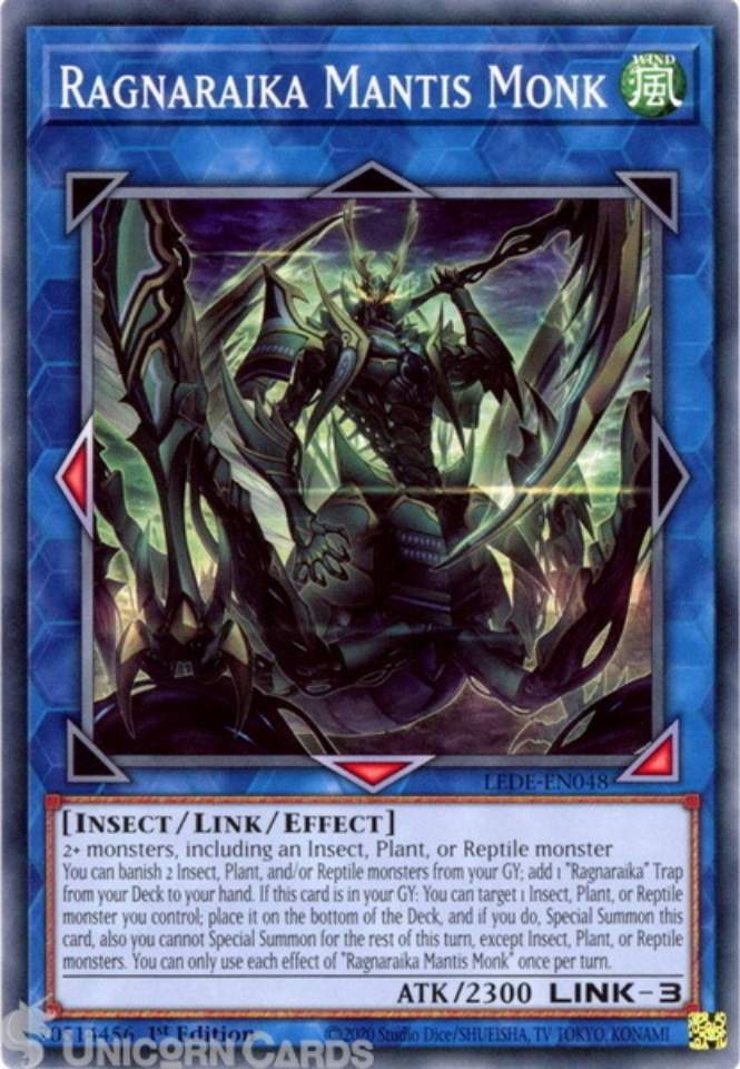 LEDE-EN048 Ragnaraika Mantis Monk : Common 1st Edition YuGiOh Card::  Unicorn Cards - YuGiOh!, Pokemon, Digimon and MTG TCG Cards for Players and  Collectors.