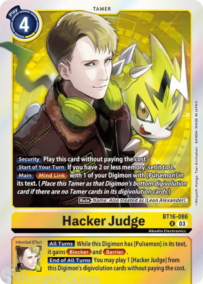 BT16086 Hacker Judge Rare Digimon Card BT16 Beginning Observer