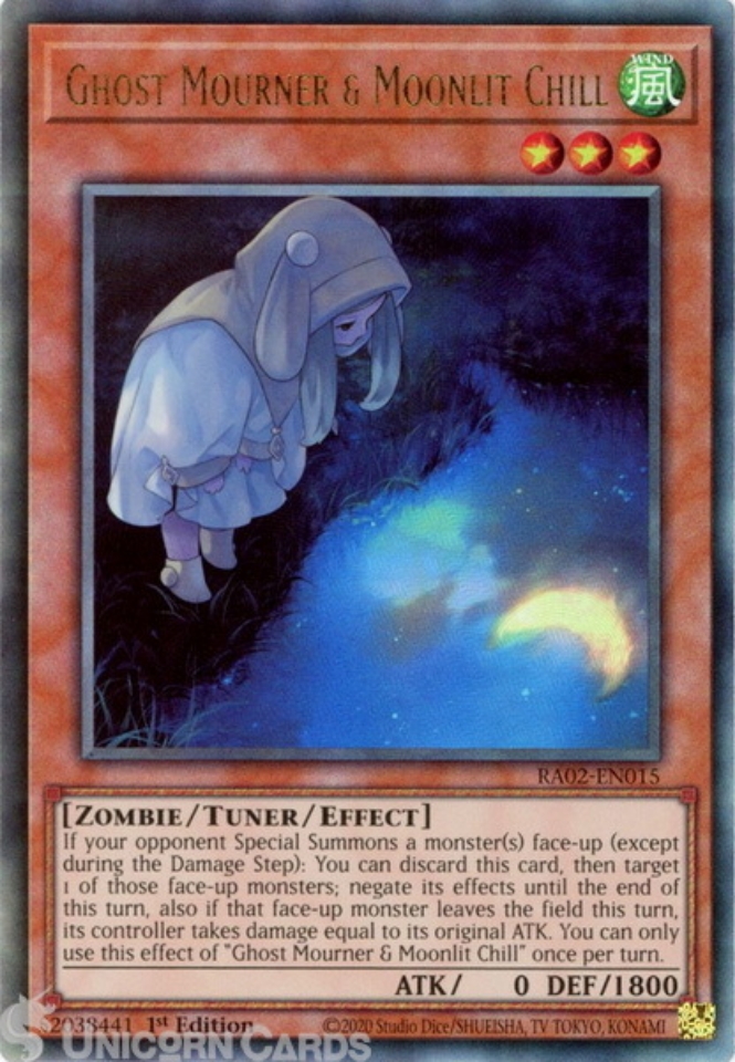 RA02-EN015 Ghost Mourner & Moonlit Chill : Ultimate Rare 1st Edition YuGiOh  Card:: Unicorn Cards - YuGiOh!, Pokemon, Digimon and MTG TCG Cards for  Players and Collectors.