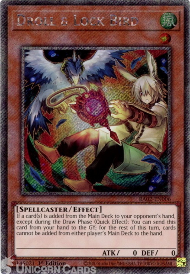 Yu-Gi-Oh! TCG: 3x Droll & Lock Bird - 1st Edition Ultra Rare Set  (RA02-EN006)