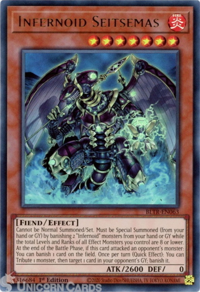 BLTR-EN063 Infernoid Seitsemas : Ultra Rare 1st Edition YuGiOh Card::  Unicorn Cards - YuGiOh!, Pokemon, Digimon and MTG TCG Cards for Players and  Collectors.