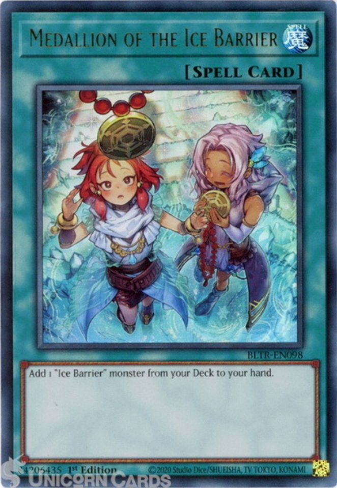 BLTR-EN098 Medallion of the Ice Barrier Alt Art : Ultra Rare 1st Edition YuGiOh  Card:: Unicorn Cards - YuGiOh!, Pokemon, Digimon and MTG TCG Cards for  Players and Collectors.