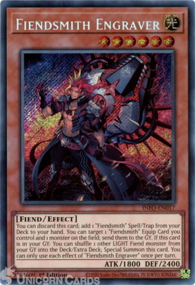 INFO-EN017 Fiendsmith Engraver : Secret Rare 1st Edition YuGiOh Card ...