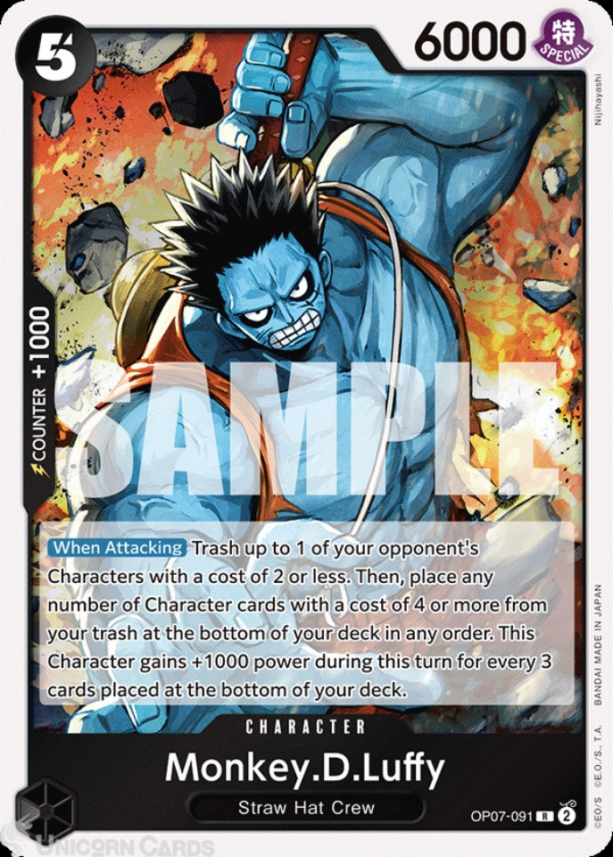 OP07-091 Monkey.D.Luffy : Rare Foil English One Piece TCG Card : OP07 ...