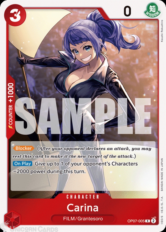 OP07-005 Carina : Rare Foil English One Piece TCG Card : OP07: 500