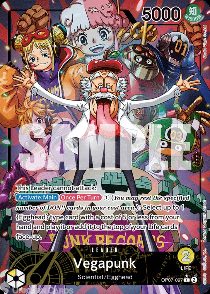 OP07-097 Vegapunk : Leader Alt Art Foil English One Piece TCG Card ...