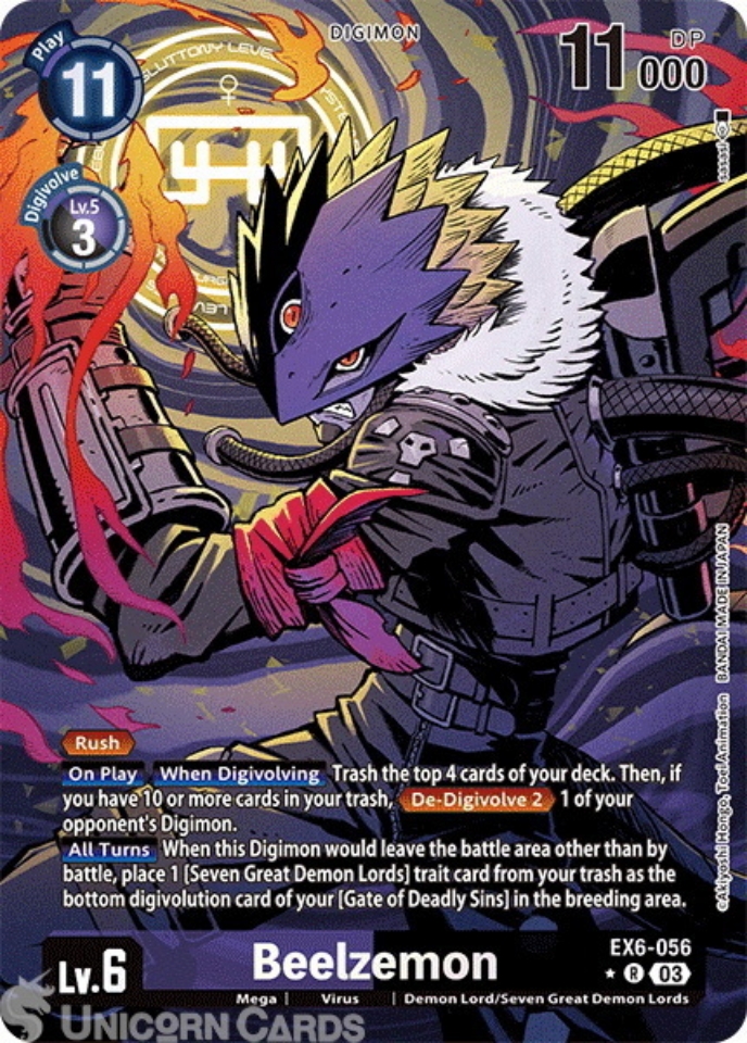 EX6 056 Beelzemon: Rare Alternative Art Digimon Card: EX06: Theme Booster Infernal Ascension
