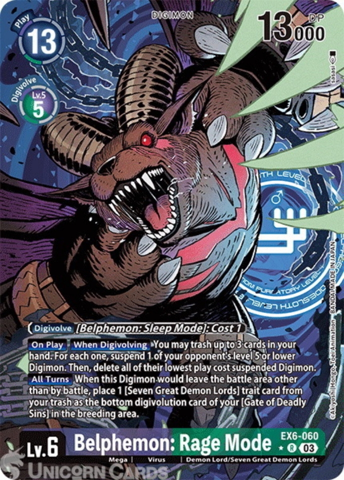 EX6 060 Belphemon: Rage Mode: Rare Alternative Art Digimon Card: EX06: Theme Booster Infernal Ascension