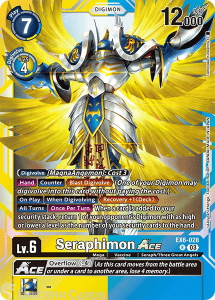 EX6-028 Seraphimon ACE : Rare Digimon Card : EX06: Theme Booster Infernal  Ascension:: Unicorn Cards - YuGiOh!, Pokemon, Digimon and MTG TCG Cards for  Players and Collectors.