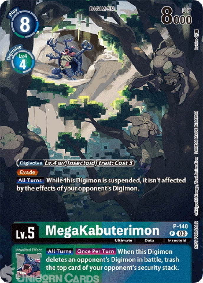 P 140 MegaKabuterimon: Promo Digimon Card: BT17: Secret Crisis Update Pack 2024 Box Topper Cards