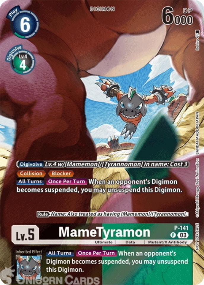 P-141 MameTyramon : Promo Digimon Card : BT17: Secret Crisis Update Pack  2024 Box Topper Cards:: Unicorn Cards - YuGiOh!, Pokemon, Digimon and MTG  TCG Cards for Players and Collectors.