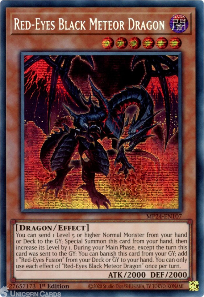 MP24-EN107 Red-Eyes Black Meteor Dragon : Prismatic Secret Rare 1st Edition YuGiOh  Card:: Unicorn Cards - YuGiOh!, Pokemon, Digimon and MTG TCG Cards for  Players and Collectors.