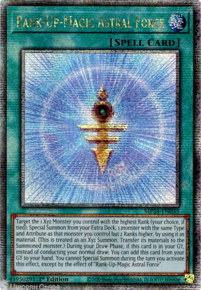 MP24-EN035 Rank-Up-Magic Astral Force : Quarter Century Secret Rare 1st  Edition YuGiOh Card:: Unicorn Cards - YuGiOh!, Pokemon, Digimon and MTG TCG  Cards for Players and Collectors.