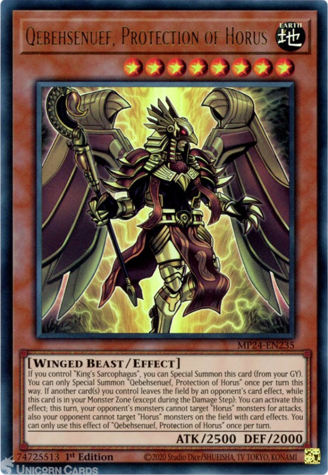 MP24-EN235 Qebehsenuef, Protection of Horus : Ultra Rare 1st Edition YuGiOh  Card:: Unicorn Cards - YuGiOh!, Pokemon, Digimon and MTG TCG Cards for  Players and Collectors.