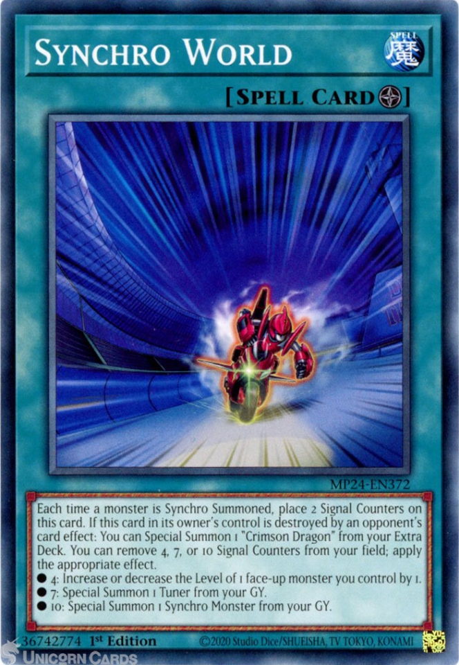 MP24-EN372 Synchro World : Common 1st Edition YuGiOh Card:: Unicorn Cards -  YuGiOh!, Pokemon, Digimon and MTG TCG Cards for Players and Collectors.