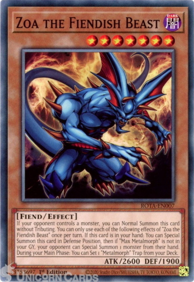 ROTA-EN007 Zoa the Fiendish Beast : Common 1st Edition YuGiOh Card