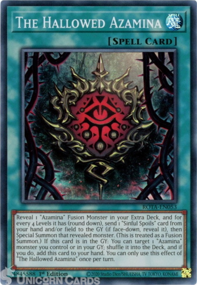 ROTA-EN053 The Hallowed Azamina : Super Rare 1st Edition YuGiOh Card ...