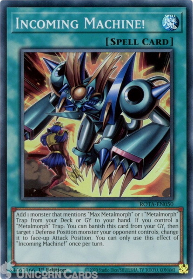 ROTA-EN050 Incoming Machine! : Super Rare 1st Edition YuGiOh Card:: Unicorn  Cards - YuGiOh!, Pokemon, Digimon and MTG TCG Cards for Players and  Collectors.