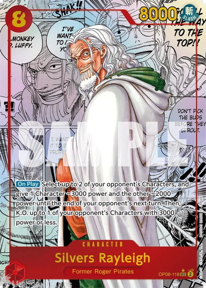 OP08-118 Silvers Rayleigh (Manga) : Secret Rare Alternative Art