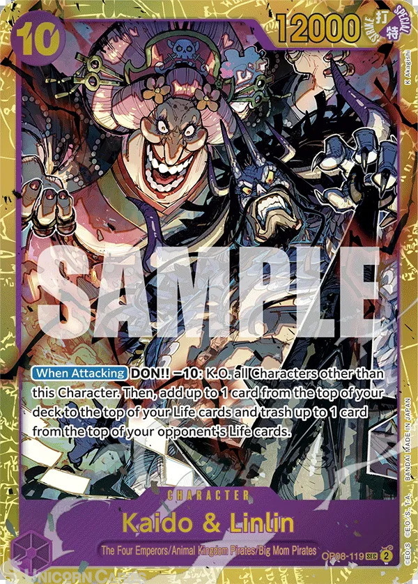 thumbnail image 2 of Kaido & Linlin SEC OP08-119 One Piece Card - Two Legends Set, Japanese, Foil Full Art 2 of 6