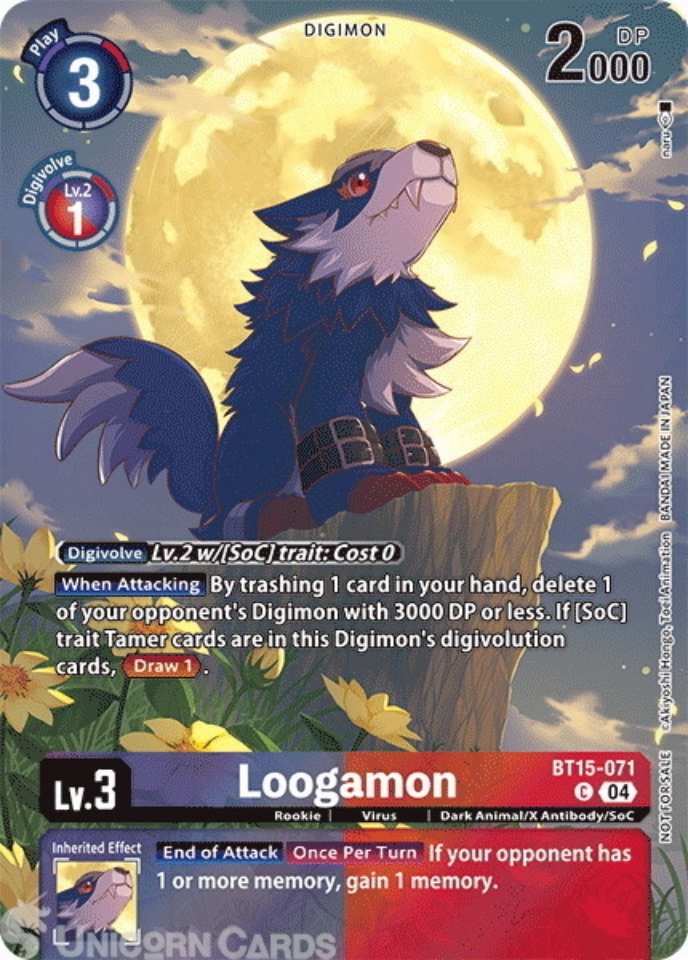 BT15 071 Loogamon: Common Alternative Art: EX07: Digimon Liberator Legend Pack 2024 Box Topper Cards