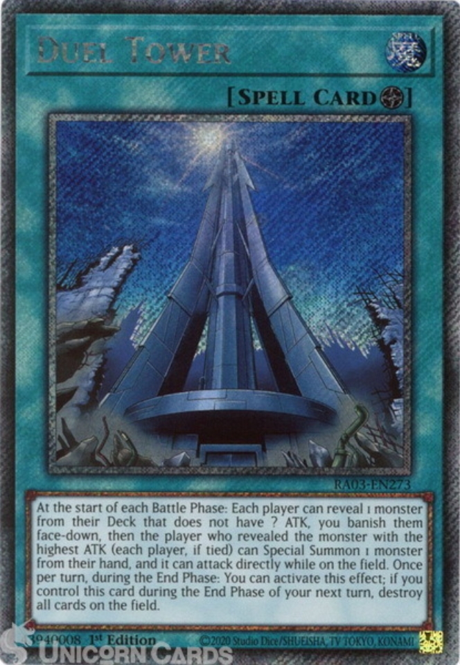 duel tower yugioh card RA03-EN273 Duel Tower : Platinum Secret Rare 1st Edition YuGiOh Card::  Unicorn Cards