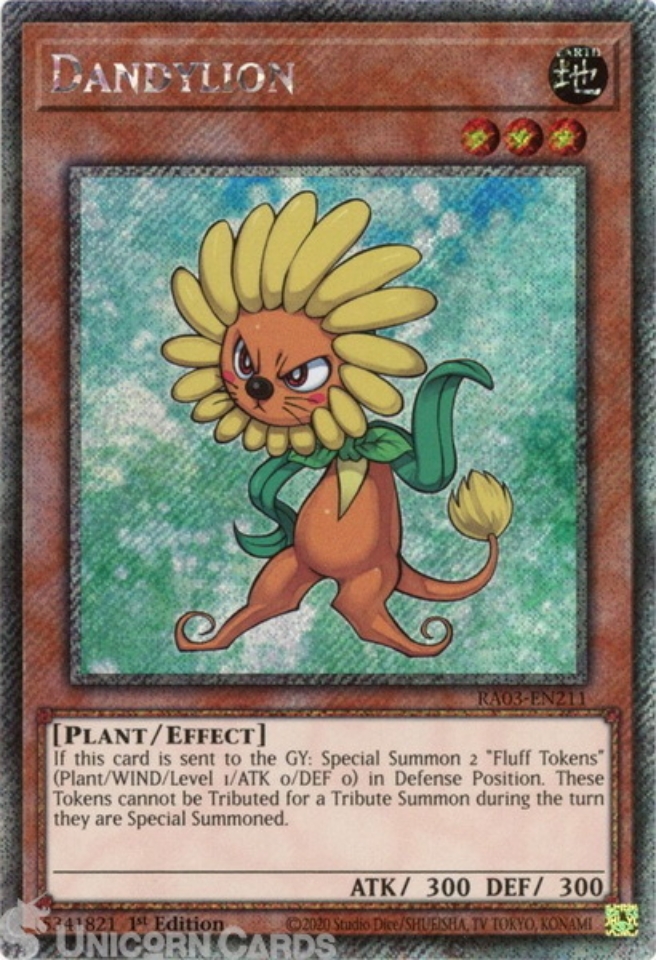 RA03-EN211 Dandylion Platinum Secret Rare 1st Edition YuGiOh