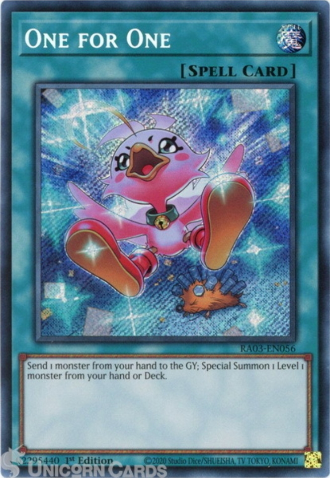 RA03-EN056 One for One Alt Art : Secret Rare 1st Edition YuGiOh Card ...