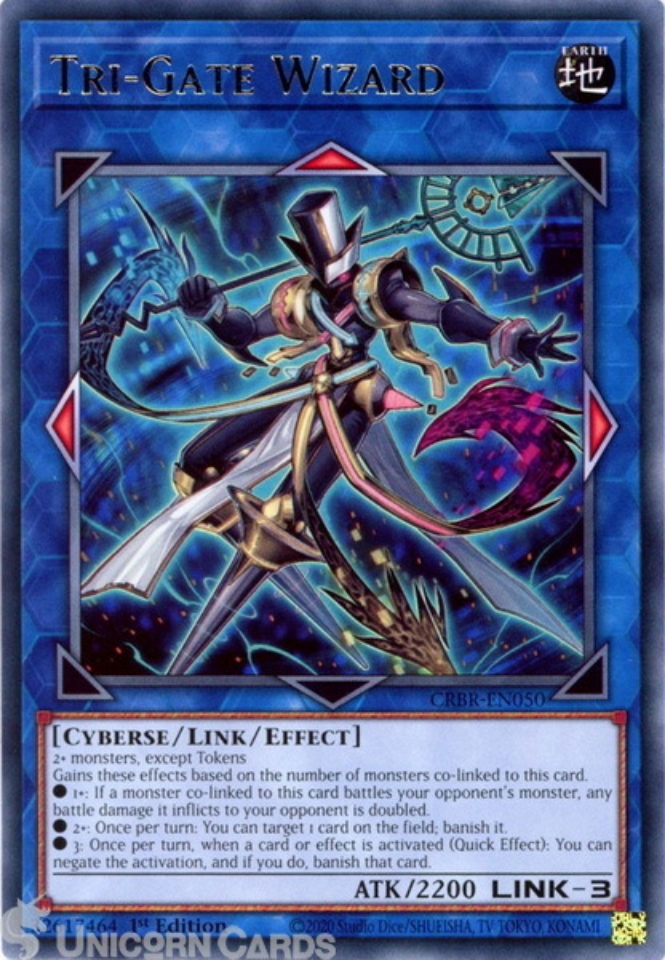 CRBR-EN050 Tri-Gate Wizard : Rare 1st Edition YuGiOh Card:: Unicorn ...