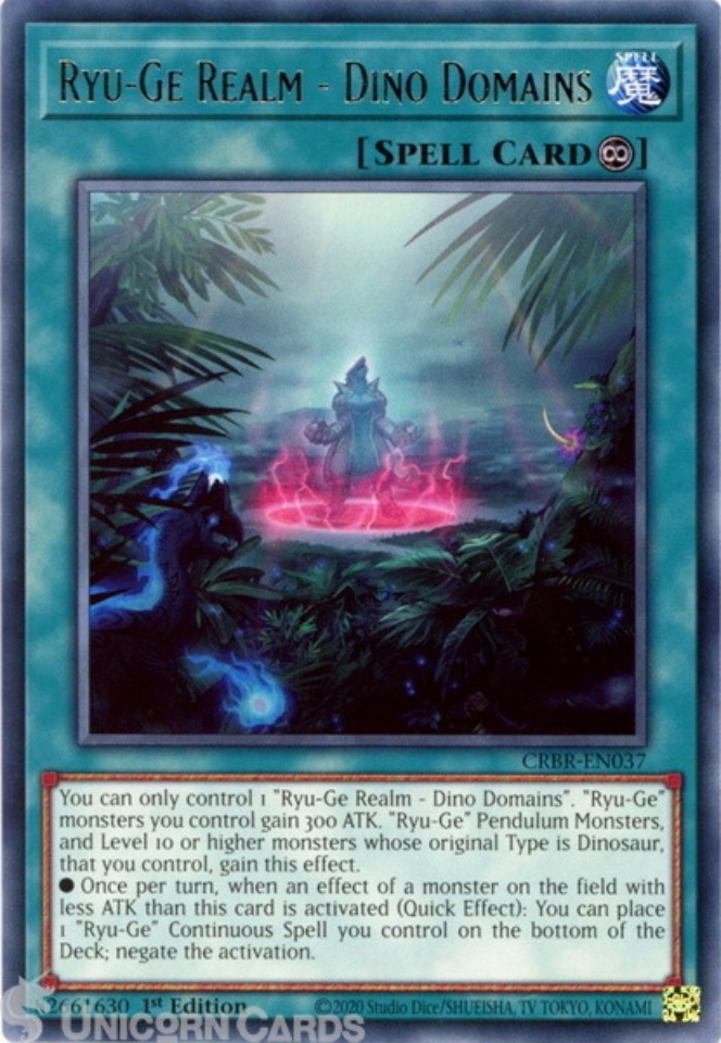 CRBR-EN037 Ryu-Ge Realm - Dino Domains : Rare 1st Edition YuGiOh Card ...