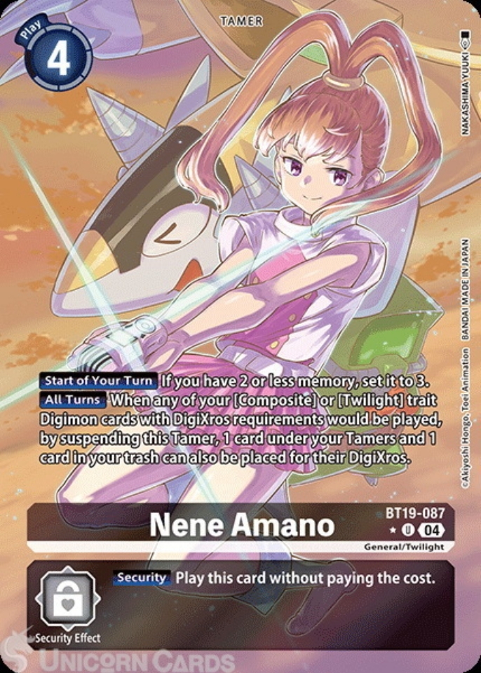 BT19 087 Nene Amano: Uncommon Alt Art Digimon Card: BT18 19: Special Booster Ver.2.0