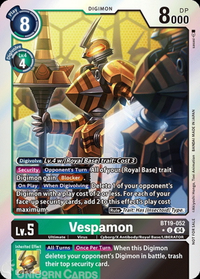 BT19 052 Vespamon: Uncommon Alt Art Box Topper Digimon Card: BT18 19: Special Booster Ver.2.0 Box Topper Cards