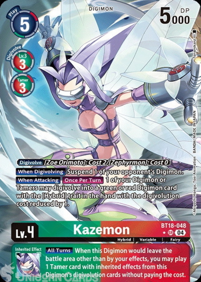 BT18-048 Kazemon : Super Rare Alt Art Digimon Card : BT18-19