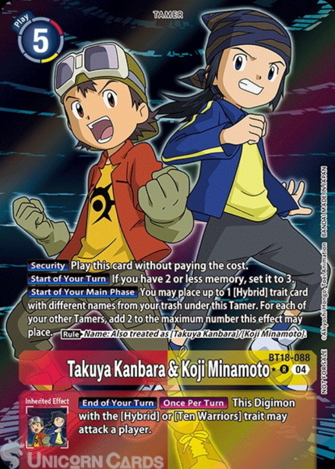 BT18 088 Takuya Kanbara & Koji Minamoto: Rare Alt Art Box Topper Digimon Card: BT18 19: Special Booster Ver.2.0 Box Topper Cards