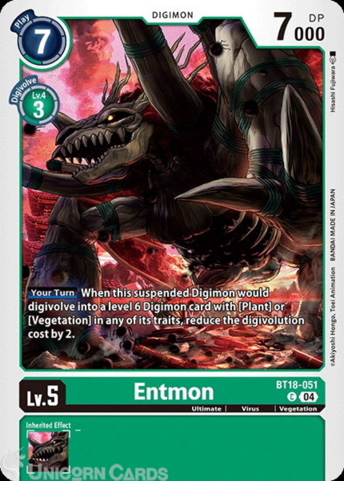 BT18-051 Entmon : Common Digimon Card : BT18-19: Special Booster Ver.2. ...