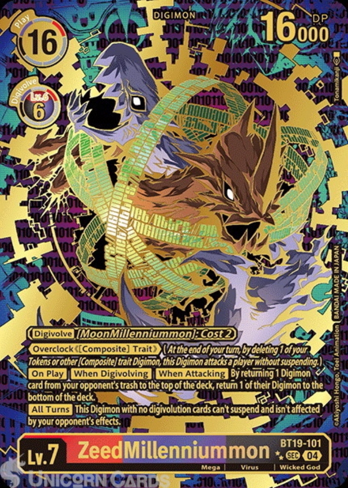 BT19 101 ZeedMillenniummon: Rare Pull Alt Art Digimon Card: BT18 19: Special Booster Ver.2.0 SP Cards & Rare Pulls
