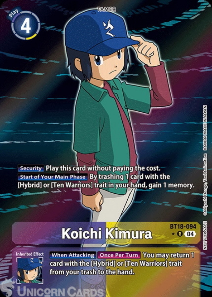 BT18 094 Koichi Kimura: Rare Alt Art Box Topper Digimon Card: BT18 19: Special Booster Ver.2.0 Box Topper Cards