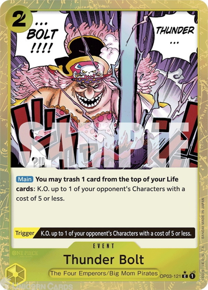 OP03 121 Thunder Bolt: Common Textured Foil English One Piece TCG Card: PRB01: One Piece Card The Best: Premium Booster