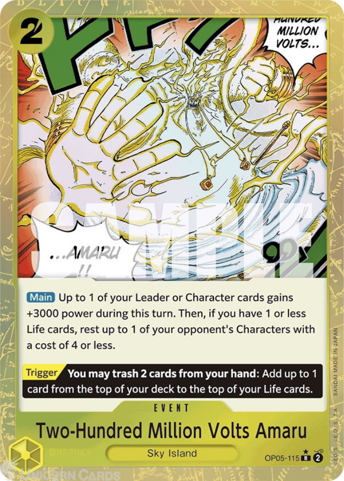 OP05 115 Two Hundred Million Volts Amaru: Rare Textured Foil English One Piece TCG Card: PRB01: One Piece Card The Best: Premium Booster