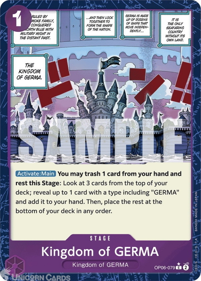 OP06 079 Kingdom of GERMA: Common Textured Foil English One Piece TCG Card: PRB01: One Piece Card The Best: Premium Booster