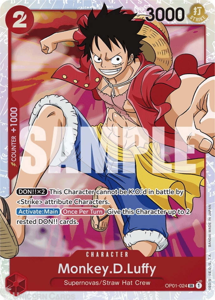 OP01-024 Monkey.D.Luffy : Super Rare English One Piece TCG Card : PRB01: One  Piece Card The Best: Premium Booster:: Unicorn Cards - YuGiOh!, Pokemon,  Digimon and MTG TCG Cards for Players and