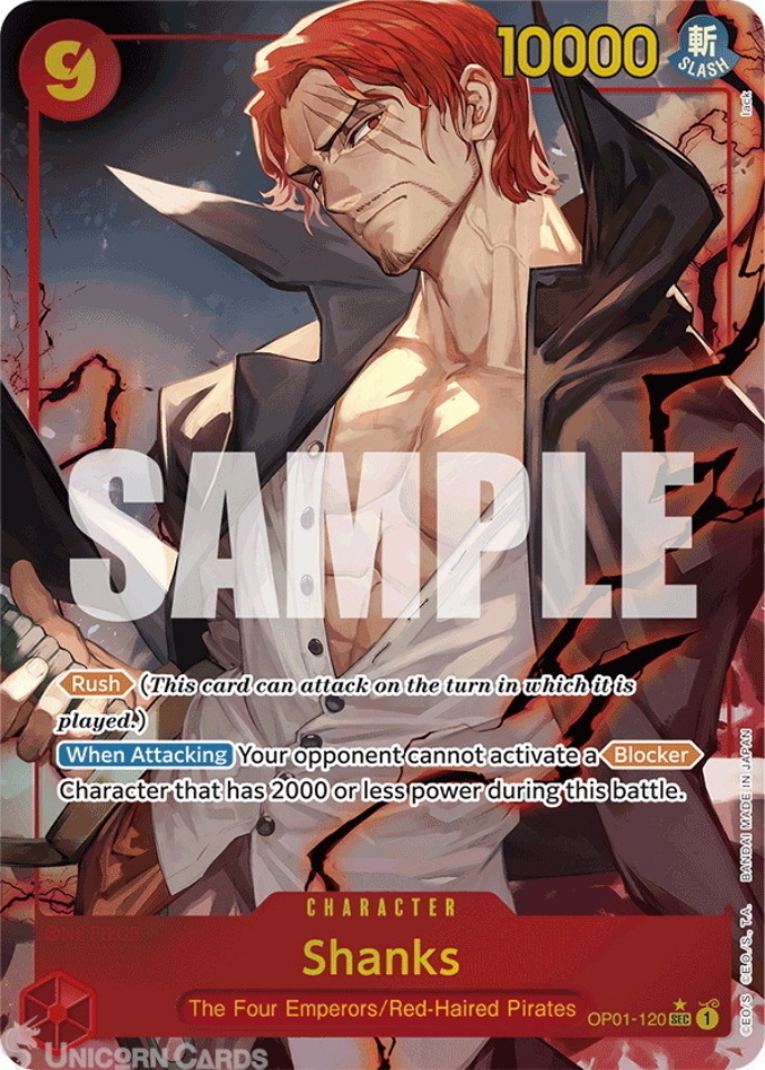 OP01-120 Shanks : Secret Rare Alt Art English One Piece TCG