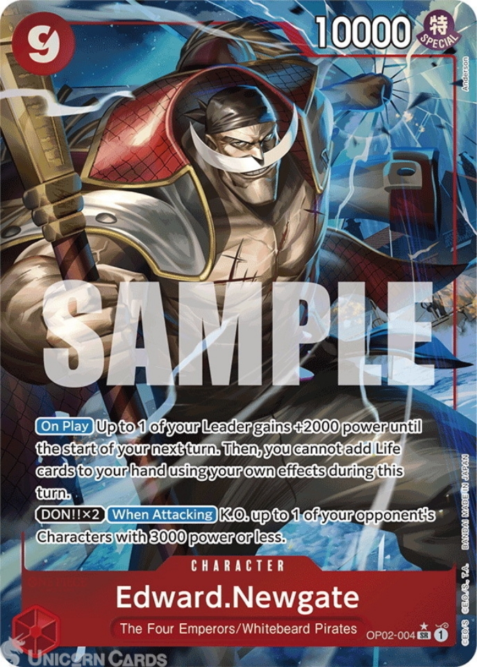 OP02-004 Edward.Newgate : Super Rare Alt Art English One Piece TCG Card :  PRB01: One Piece Card The Best: Premium Booster:: Unicorn Cards - YuGiOh!,  Pokemon, Digimon and MTG TCG Cards for