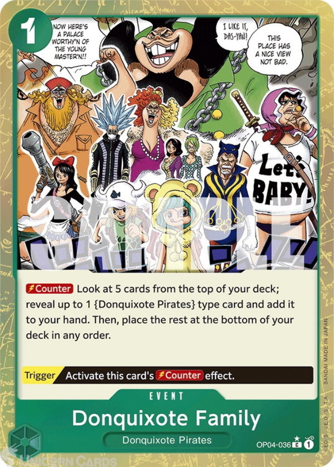 OP04 036 Donquixote Family: Common Textured Foil English One Piece TCG Card: PRB01: One Piece Card The Best: Premium Booster