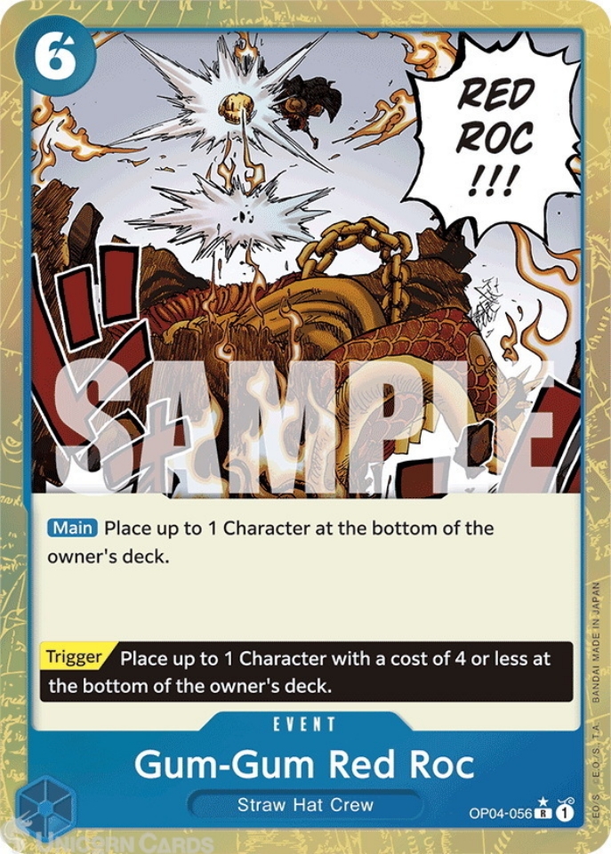 OP04 056 Gum Red Roc: Rare Textured Foil English One Piece TCG Card: PRB01: One Piece Card The Best: Premium Booster