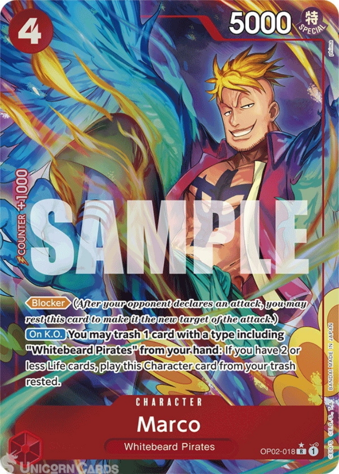 OP02 018 Marco: Rare Alt Art 2 English One Piece TCG Card: PRB01: One Piece Card The Best: Premium Booster