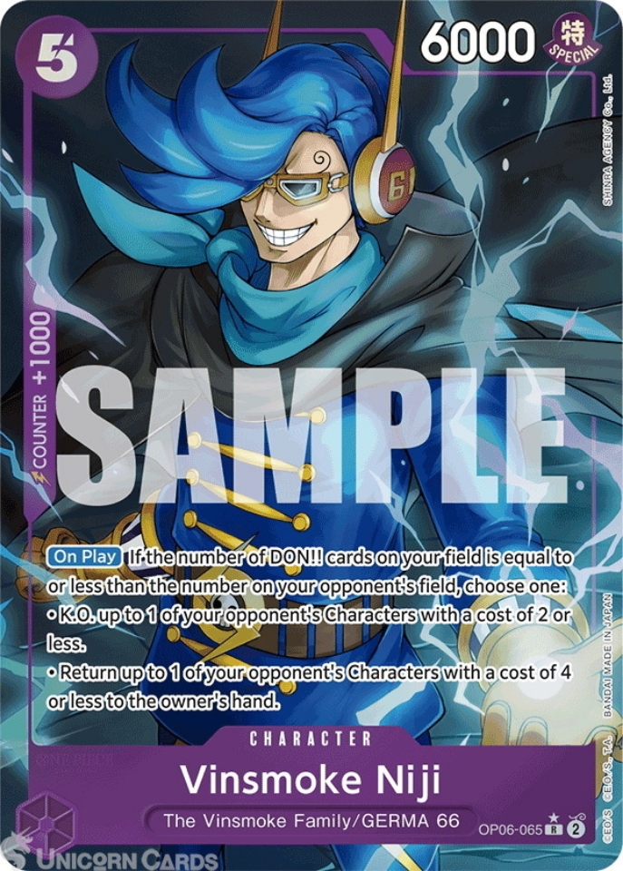 OP06-065 Vinsmoke Niji : Rare Alt Art 2 English One Piece TCG Card