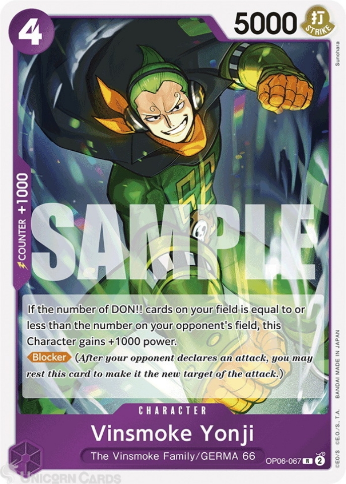 OP06-067 Vinsmoke Yonji : Rare English One Piece TCG Card : PRB01